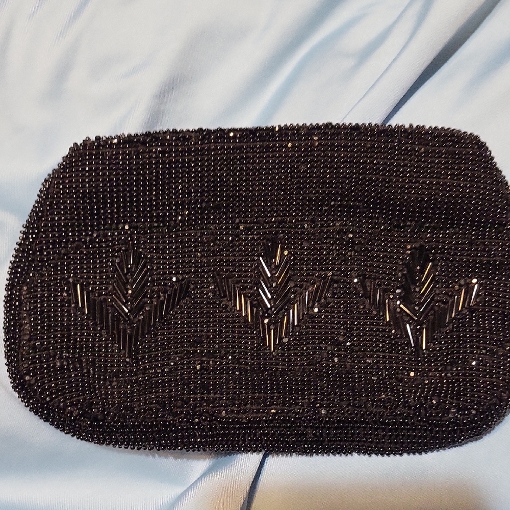 Elegant Black Beaded Clutch